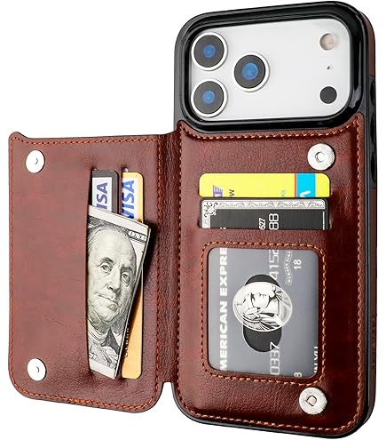 LETO Funda Para IPhone 15 Con Tapa Tipo Cartera De Cuero Tipo Folio