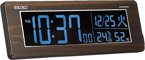 Amazon Co Jp セイコー クロック 目覚まし時計 電波 デジタル 交流式 カラー液晶 シリーズc3 ブラウン 木目 Dl210b Seiko ホーム キッチン
