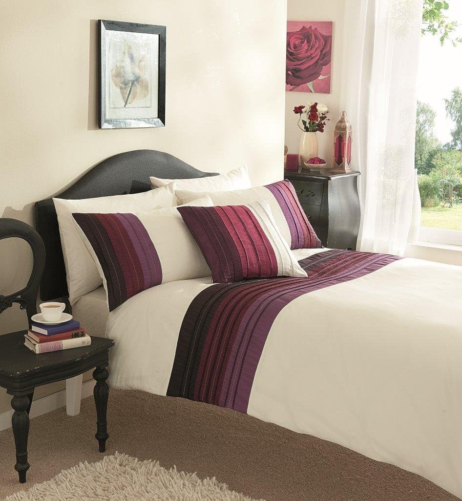 INSPIRATION Quilt Duvet Cover & Pillowcase Bed Set PURPLE/CREAM KING