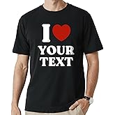 Custom I Heart Shirts with Text Photo Logo for Men Women Couple Family Friend, I Love Shirt Uniforms for Valentines Day