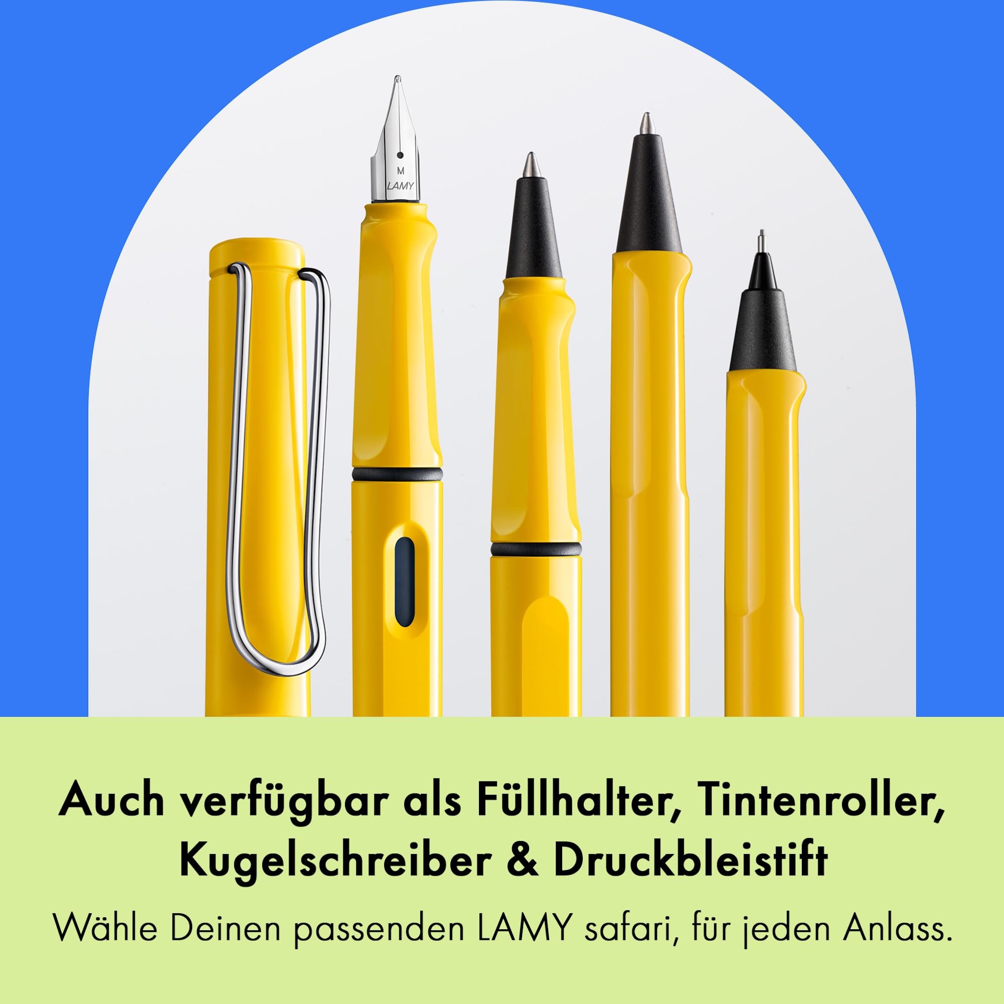 Lamy safari roll-ink yellow Tintenpatronenroller – zeitlos klassischer Stift mit ergonomischem Griff & Strichbreite M - Gehäuse aus robustem ASA-Kunststoff – inkl. Tintenpatrone T10 blau 5