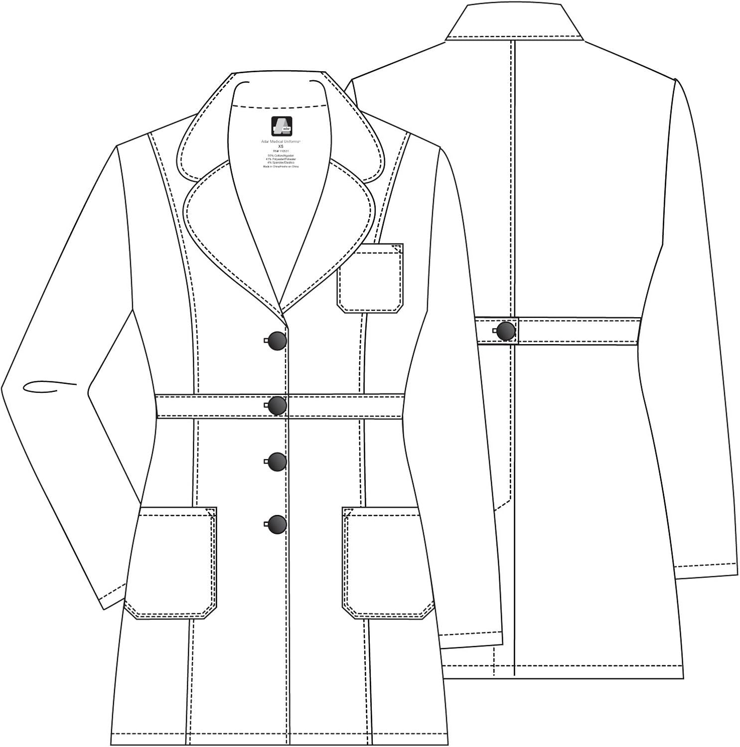 Adar Universal Lab Coats for Women - Belted 33" Lab Coat: Clothing