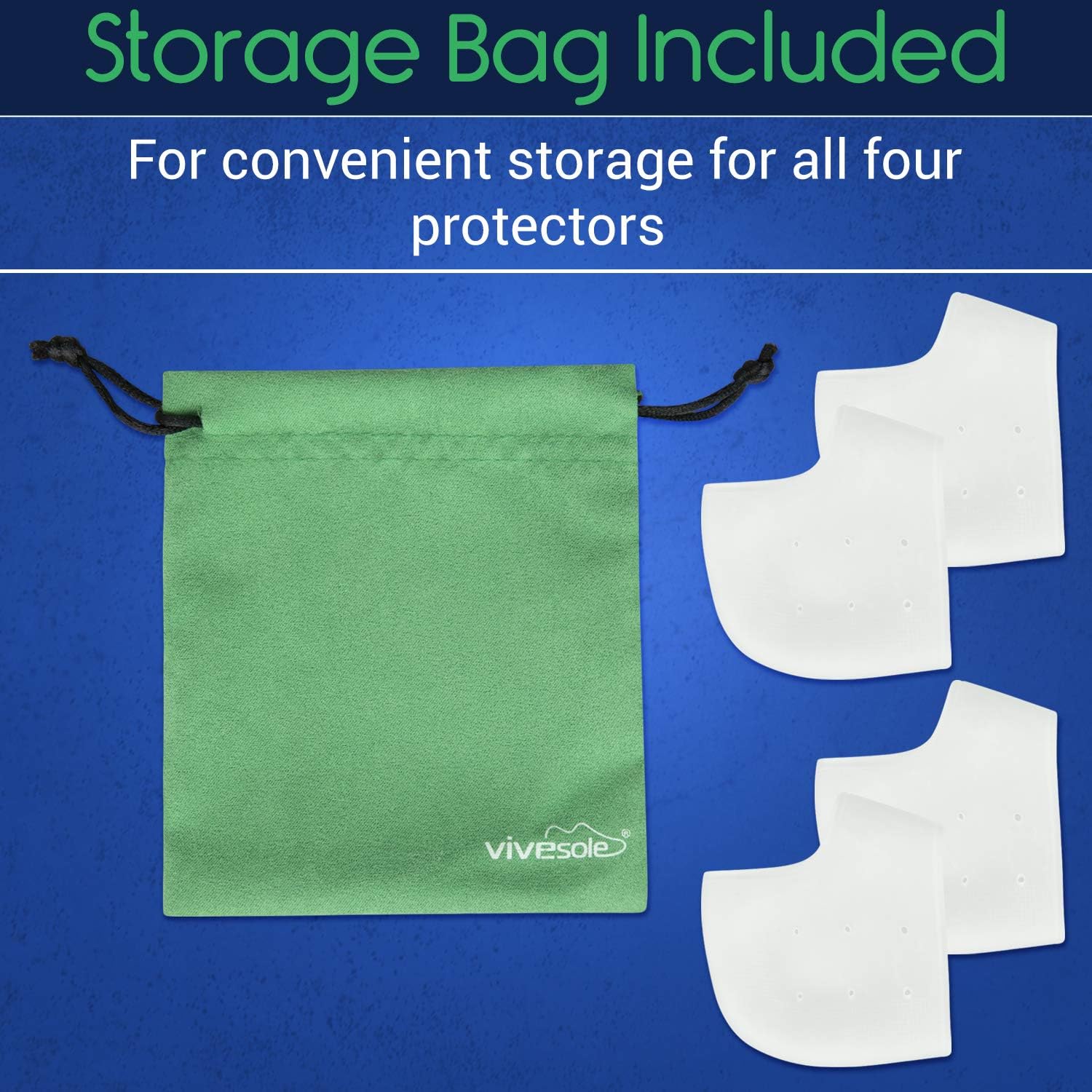 ViveSole Gel Heel Protectors (2 Pairs) - Silicone Gel Guard for Women and Men - Moisturizing for Blister, Cracked Foot, Plantar Fasciitis, Spur Relief - Soft Cushion Support - Protective Insert Sleeve: Health & Personal Care