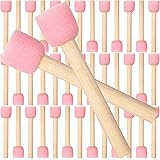 WHQXFDZ 40 Pieces 0.8 inch Round Sponge Foam Brush Set Paint Sponge Brush Wooden Handle Foam Brush Sponge Painting Tools for 