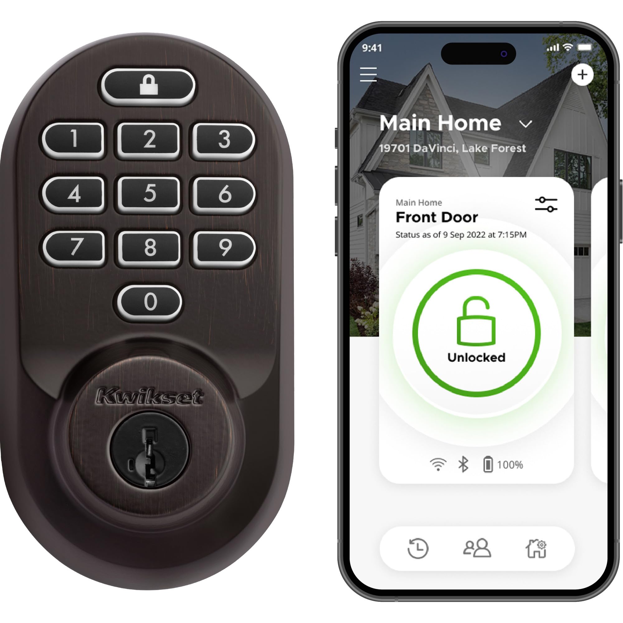 Photo 1 of Kwikset Halo Wi-Fi Smart Lock, Keyless Entry Door Deadbolt, Geofence Auto-Unlock, Grade AAA Certified, No Hub Easy Install, Venetian Bronze Lifetime Finish Warranty, Backlit Keypad