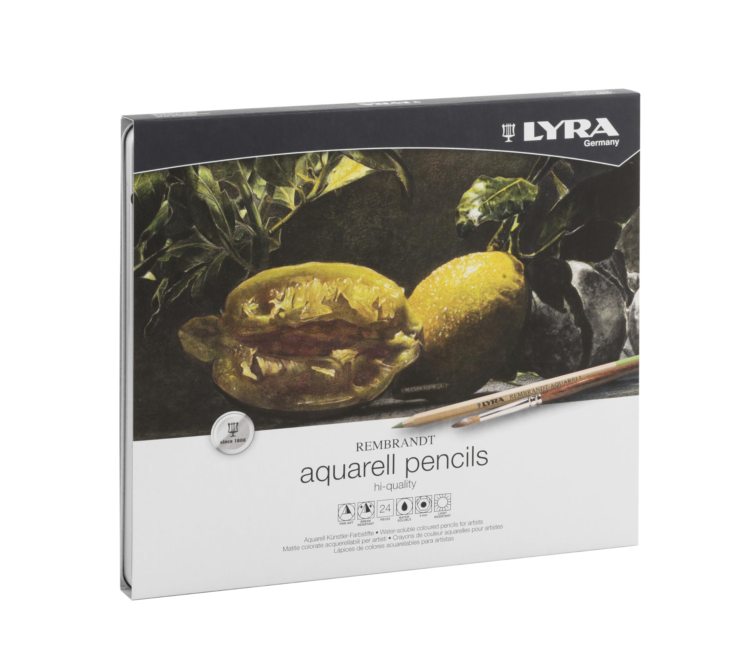 LYRA Rembrandt Aquarell, Fine Art Watercolour Pencil Set, 24 Assorted Colours, For Professionals & Students