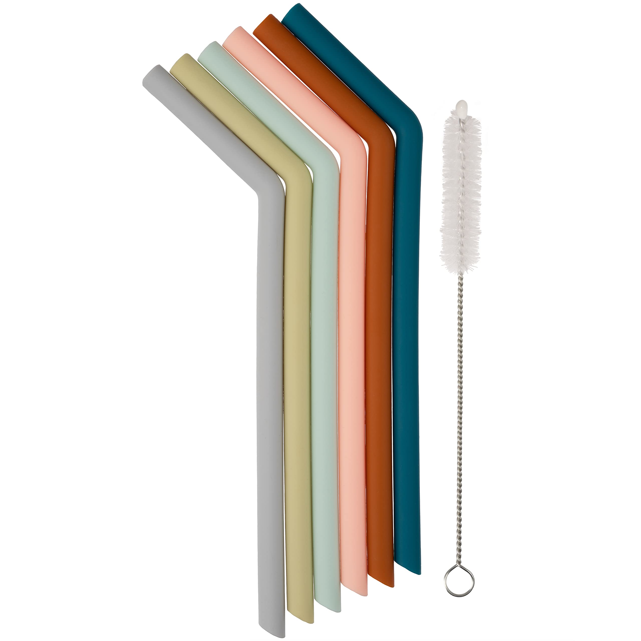 Simka Rose Silicone Straws - Reusable, 10 Inch Bendy Adults & Kids Straws - BPA Free Baby and Toddler Straw Set with Cleaning Brush - Multicoloured