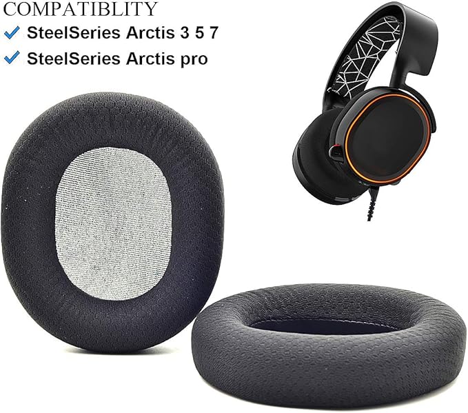 Replacement Black fabric ear pads cushion for SteelSeries Arctis 3 5 7