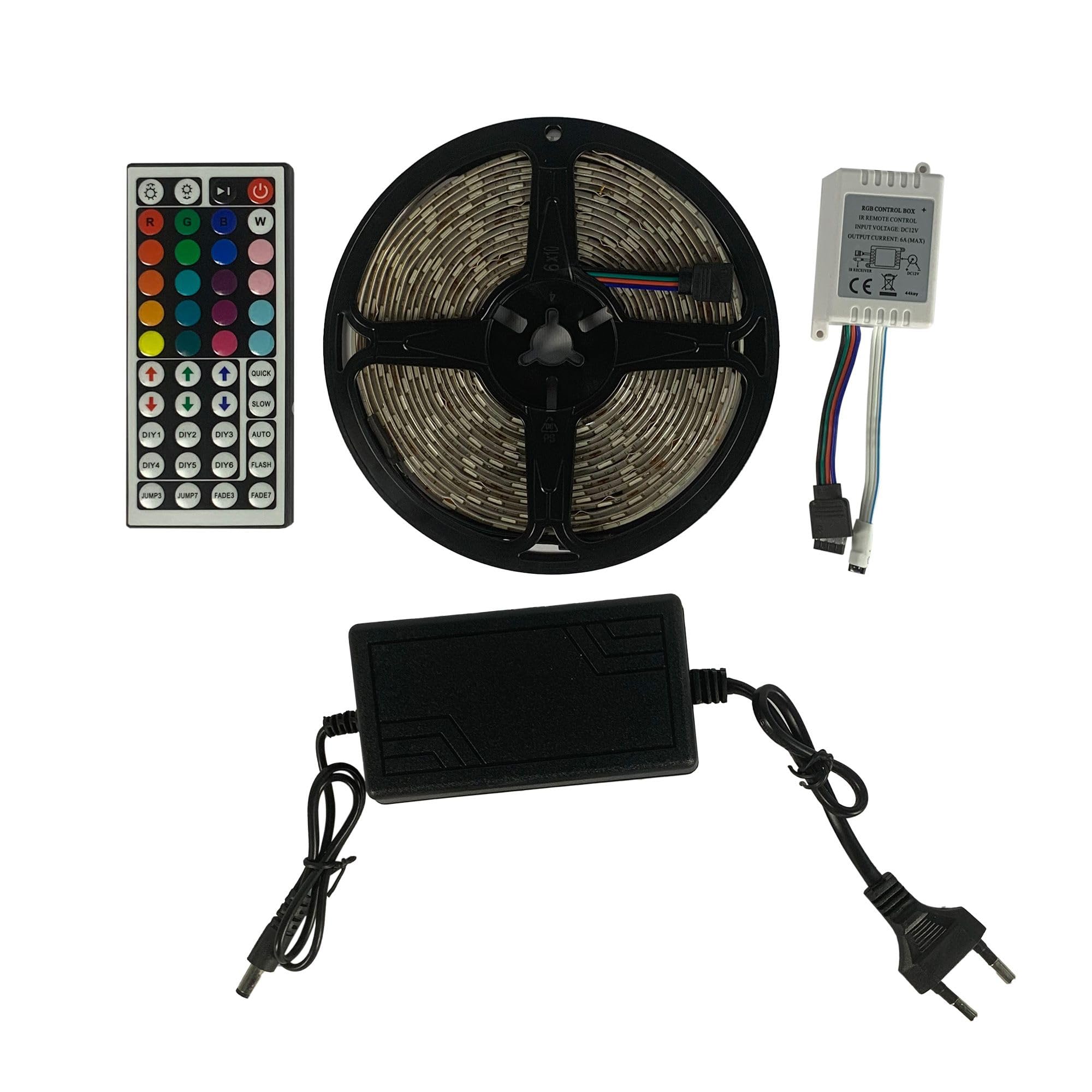 tempo di saldi Multi-Coloured LED Strip with Remote Control Coil Adhesive Strip 5 Metres 300 LEDs