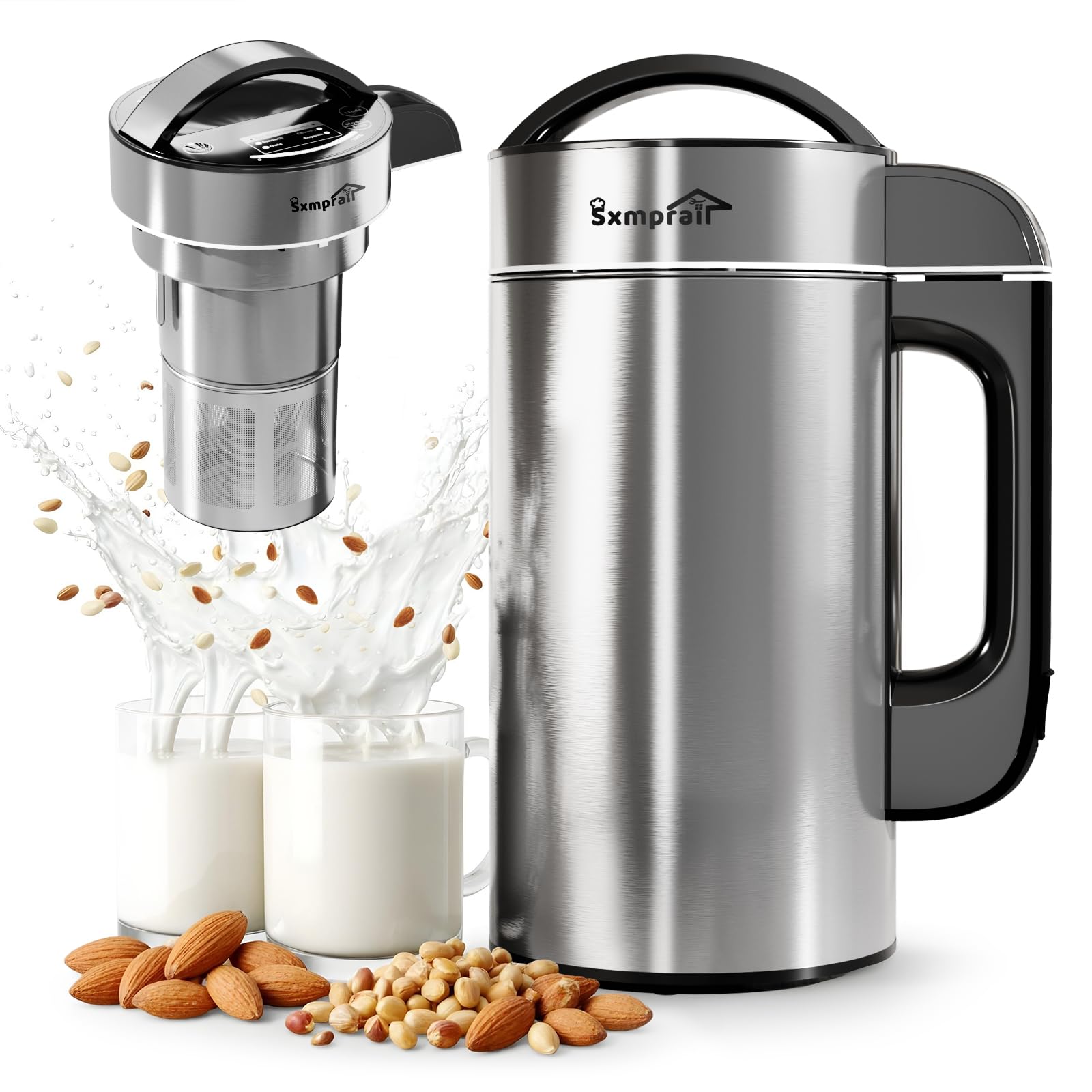Photo 1 of 50oz Almond Milk Maker Machine (Built-in Strainer Filter) Make Plant Based Milk, Soup & Juice, 6-7 Cups Per Batch, 304 Stainless Steel, 5.3 lb, Automatic Cleaning, 8-IN-1 Nut Milk Maker for Soy & Oat