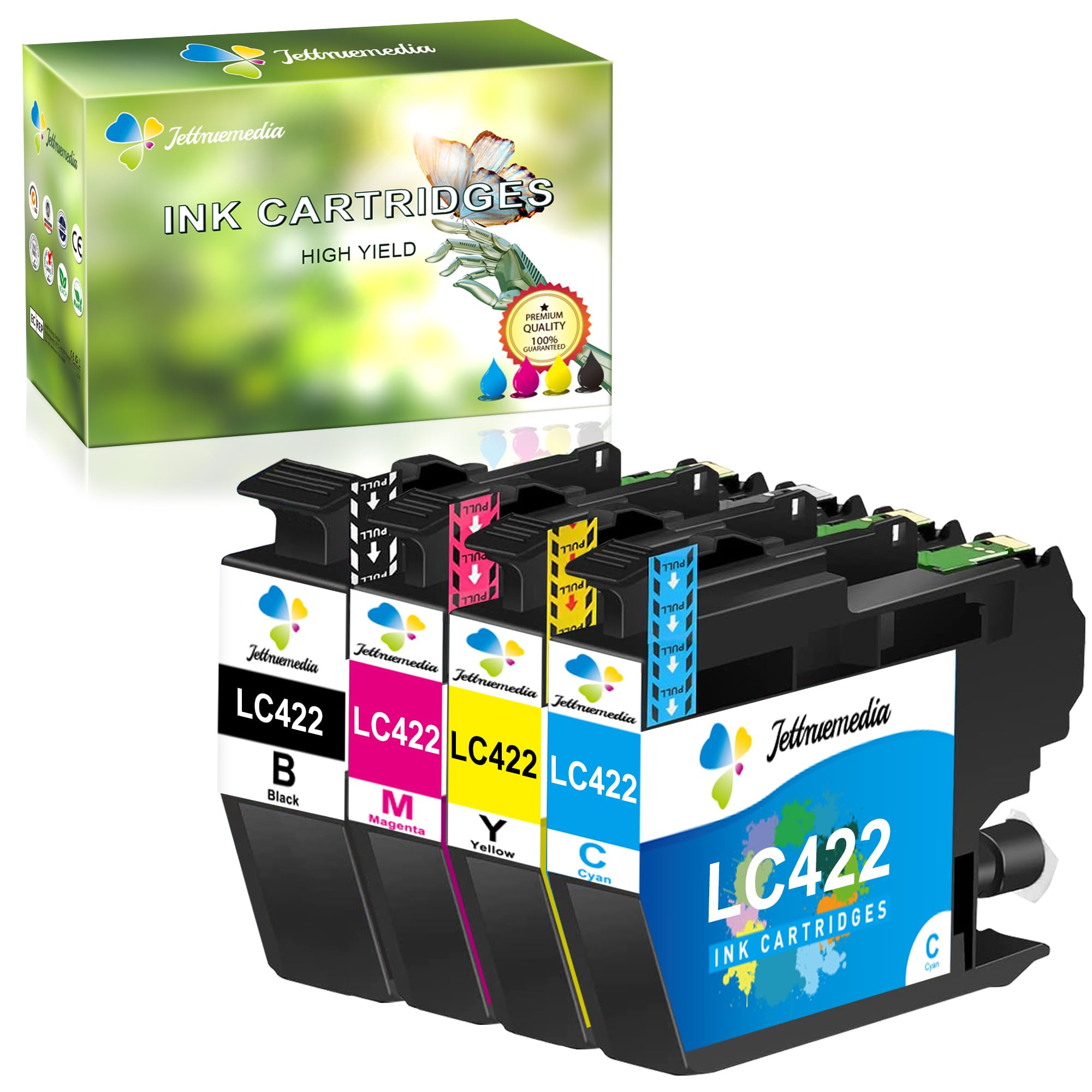 Jettruemedia LC422 LC-422 Ink Cartridges Multipack Replacement for Brother LC422XL LC-422Val for MFC-J5340DW MFC-J5345DW MFC-J5740DW MFC-J6540DW MFC-J6940DW Printer(BK/C/M/Y,4 Pack)