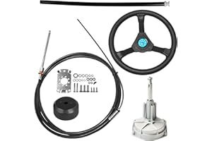 JNDO 10/12/13/14/15FT Boat Steering Cable Kit Outboard Steering Cable Boat Steering System Kit with 12.5 Inch Wheel Rotary Helm