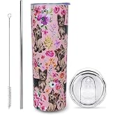 sxmluedn Yorkie Gifts for Women Cute Dog Tumbler Coffee Cup for Women Yorkie Travel Mug 20 Oz Stainless Steel Insulated Water Bottle With Lid and Straw