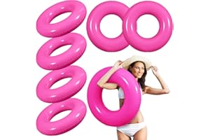 JellyArch 6 Pcs Inflatable Pool Floats 28 Inches Swim Tube Bulk for Adults Swimming Ring Pool Floaties for Beach Party Decorations Women and Men River Lake Summer Vacation Holiday (Rose Pink)