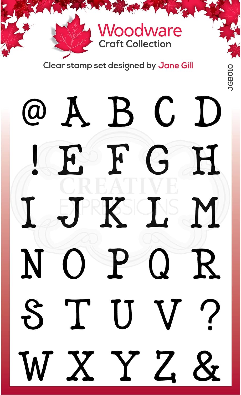 Woodware Jane Gill-Clear Magic Quirky Typewriter Alphabet Caps, A5 Size Stamp Set, Transparent