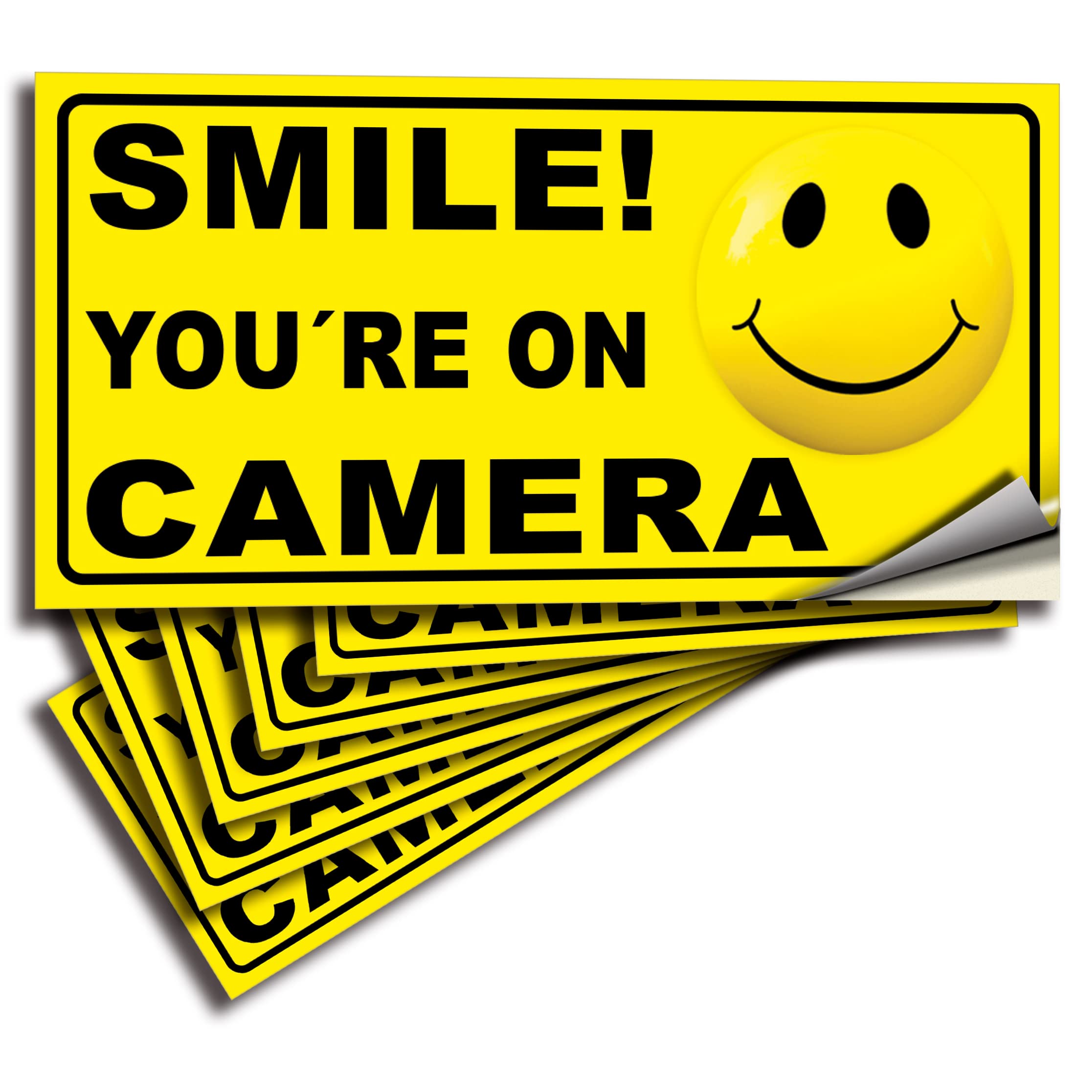 Photo 1 of iSYFIX Smile You're on Camera Stickers for Business – 6 Pack 4x2 Inch – Self-Adhesive Vinyl Decal, Laminated for Ultimate UV Protection, Fade Resistance, Security Camera Sign for Home, Business, CCTV
