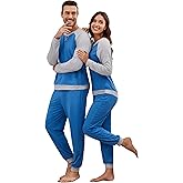 Frcdaunrs Matching Pajamas for Couples Long Sleeve Pajama Set for Men and Women 2 Piece Cozy Loungewear Set S-XXL
