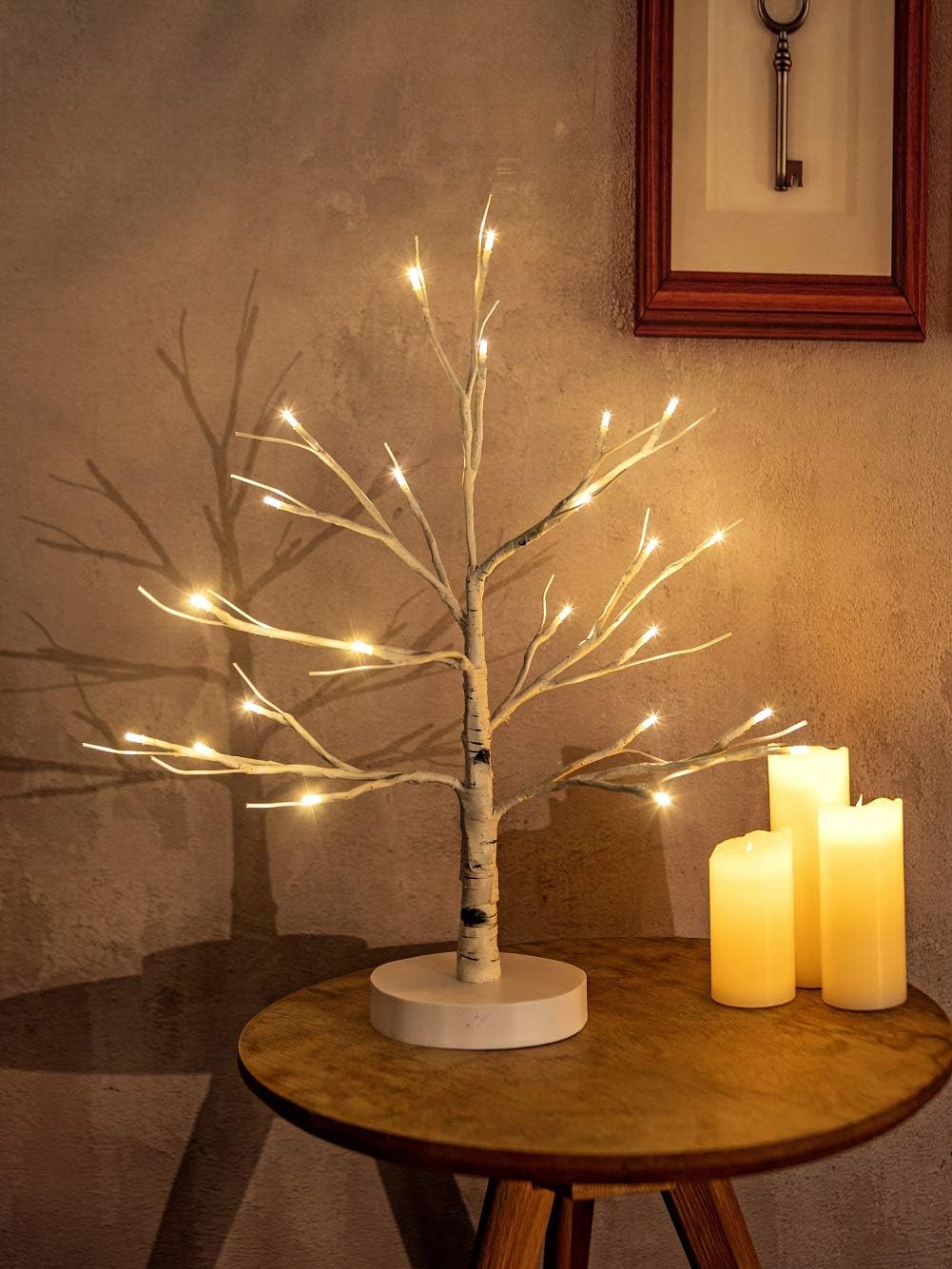 Artificial Decorative Light Tree | 24 Warm White LED Star Batteries USB Operated | Tabletop Decoration Centerpiece | Christmas Easter Holiday Party Indoor Decor 18 Inches (80 LEDs White Base)