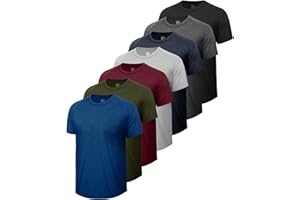 LalaHooK 7 Pack Workout Mens T Shirts - Gym Quick Dry Short Sleeve Moisture Wicking Tee Tops for Athletic Work Casual Running