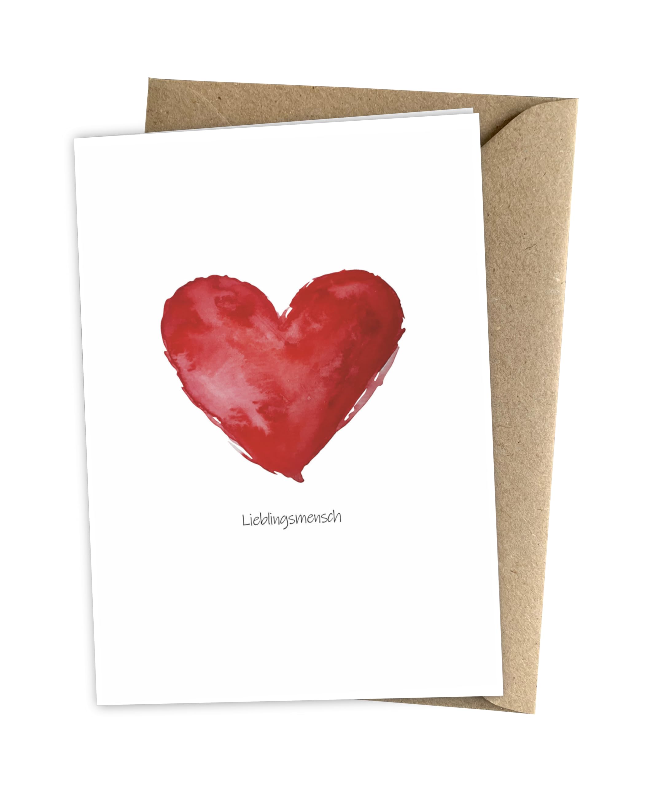 Herzfunkeln® Favourite Person Card for Girlfriend, Boyfriend, Wife & Man with Red Heart in DIN A6 - Envelope Made of Recycled Paper - Love Greeting Card for Anniversary, Valentine's Day, Wedding
