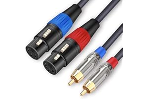 JOLGOO Dual XLR to RCA Cable, Dual XLR Female to Dual RCA Male Cable, 2 XLR Female to 2 RCA Male HiFi Audio Cable, 4N OFC Wire, for Amplifier Mixer Microphone, 3.3 Feet