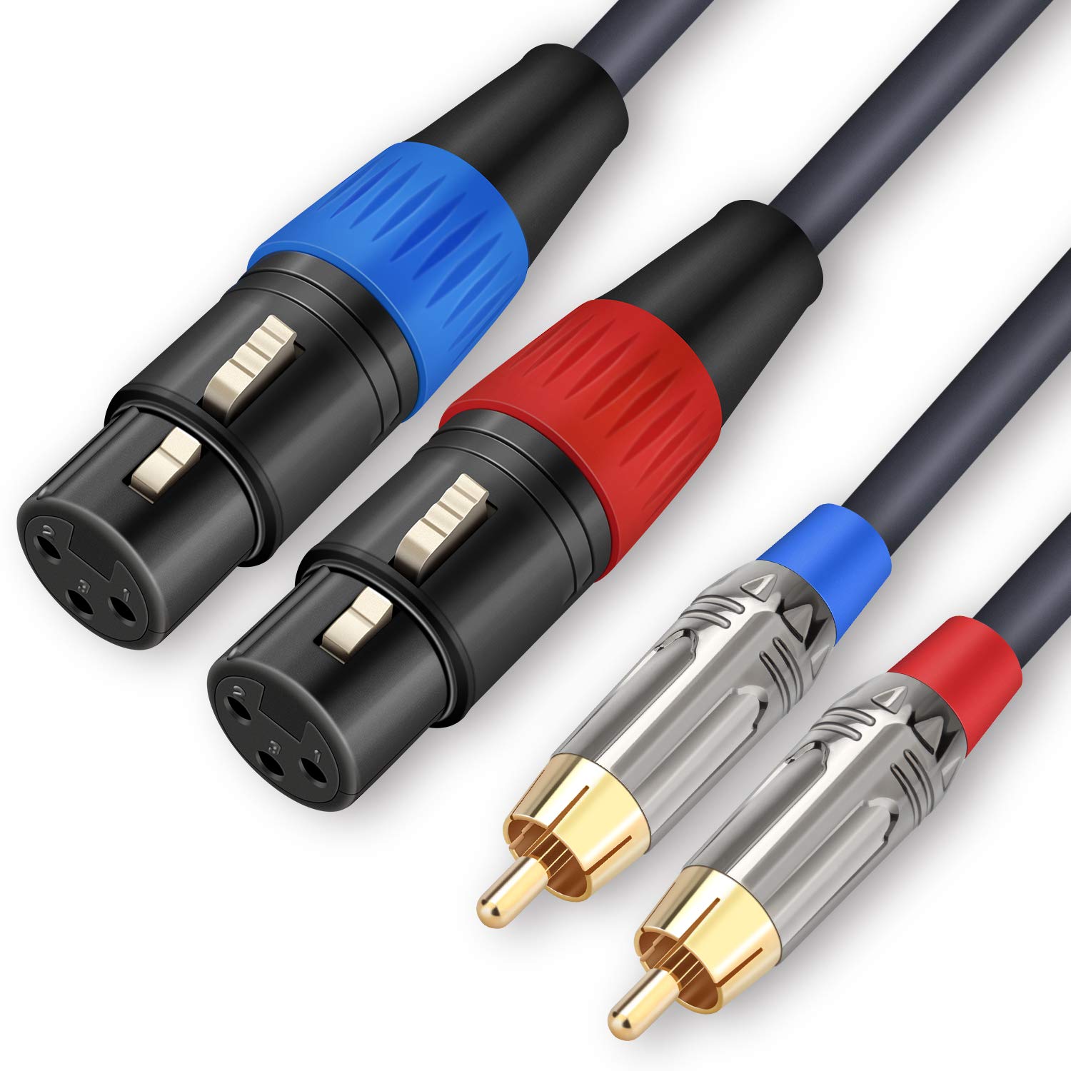 JOLGOO Dual XLR to RCA Cable, Dual XLR Female to Dual RCA Male Cable, 2 XLR Female to 2 RCA Male HiFi Audio Cable, 4N OFC Wire, for Amplifier Mixer Microphone, 1 Meter
