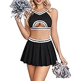 Avidlove Lingerie for Women Sexy Mini Skirt Cheerleader Costume Hollow Crop Top Y2K Pleated Skirts Set Cosplay Rave Outfit