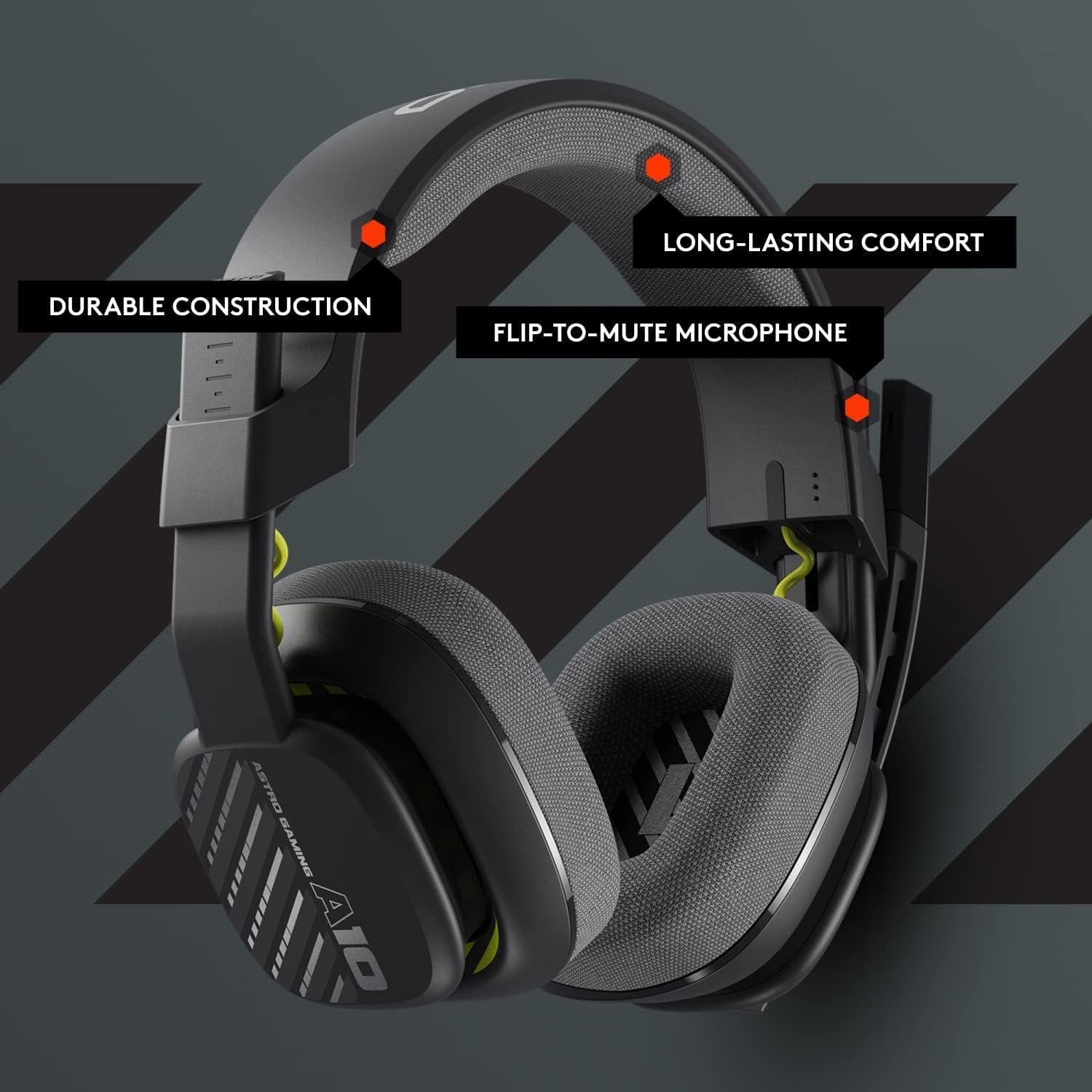 ASTRO A10 Gaming Headset Gen 2 Wired Headset, Over-ear Gaming Headphones, Lightweight, Flip-to-mute microphone, 32 mm drivers, Compatible with Xbox Series X|S, Xbox One, Nintendo Switch, PC - Black