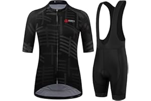 GCRFL Women's Cycling Jersey Set Short Sleeves Bike Jersey Zipper Pocket Bicycle Shorts with 4D Padded, Cycling Clothes Women