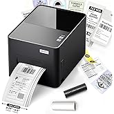 Thermal Transfer & Direct Thermal Label Printer, 4x6 Desktop Printer for Shipping Label Barcode Receipts Tag & Wrist Band, Compatible with UPS FedEx Amazon eBay Shopify, USB & Ethernet Connectivity