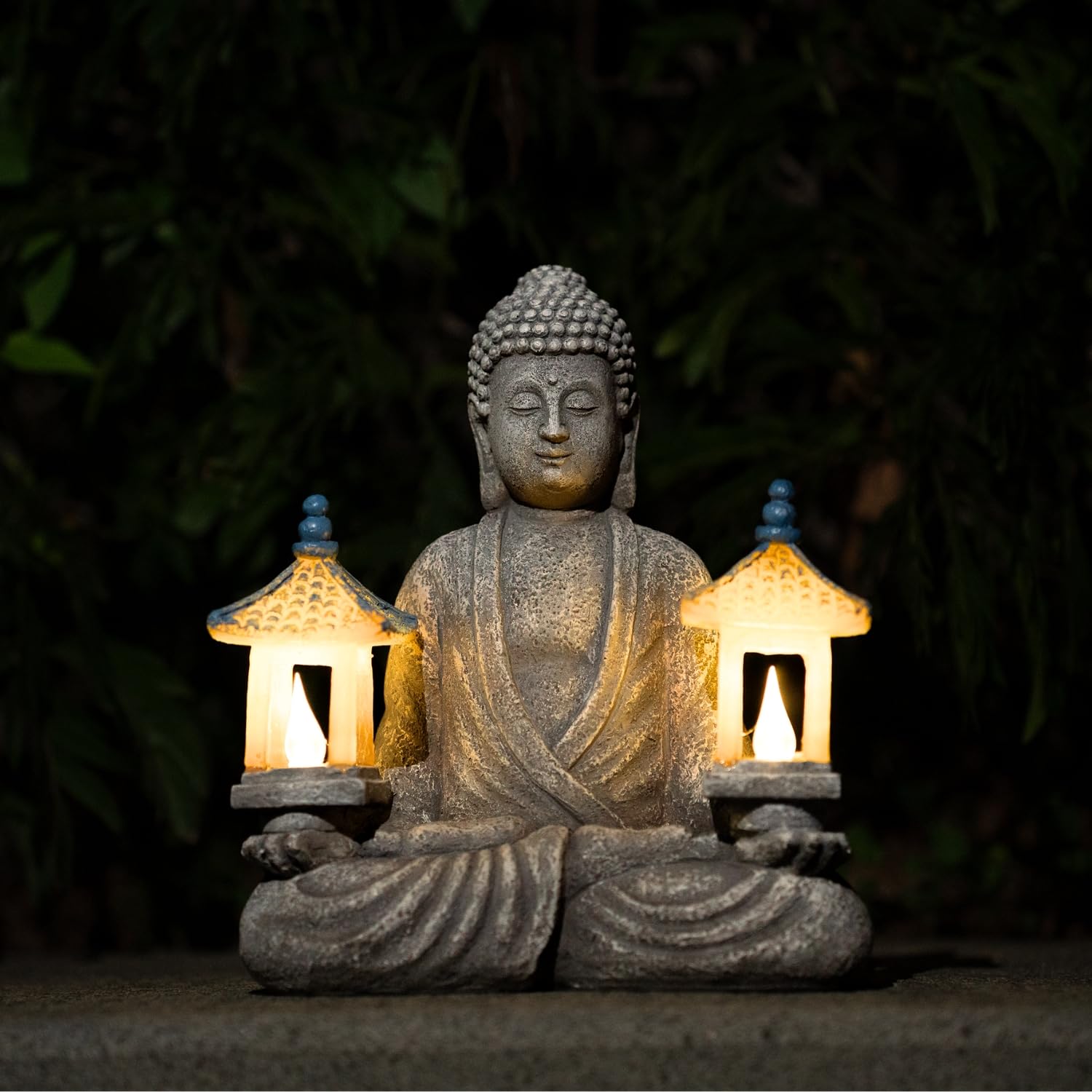 Quterhero Meditating Buddha Statue with Solar Lights, Zen Garden Decor ...