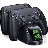 Controller Charging Station for PlayStation 5 Dualsense Controller with Dual Stand Charger Dock, Upgrade Charger for PS5 Accessories Fast Charging Cable, Charging Station Black for PS5