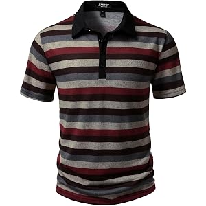 JEMITOP Men's Knit Striped Polo Collar Shirt | Retro, Colorblock, Casual, Summer, Short Sleeve