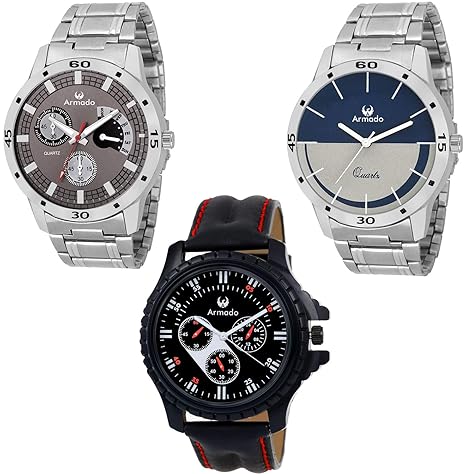 Analogue Grey Dial Mens Watches - Combo of 3