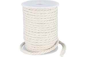 joycraft Macrame Cord, 6MM x 27 Yards(82Feet) Off White Macrame Rope, 3 Strand Twisted Cotton String, Natural Cotton Craft Co