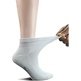 Yomandamor Women's 5 Pairs Non-Binding Cotton Ankle Diabetic/Dress Socks with Seamless Toe and Cushion Sole