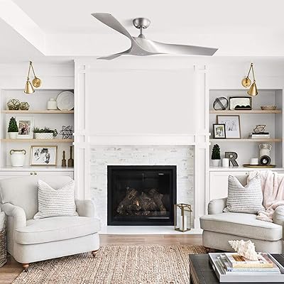 Buy Co Z 52 Modern Ceiling Fan No Light With Remote Control Contemporary Ceiling Fans Brushed Nickel With 3 Abs Blades Indoor Ceiling Fan Airplane Propeller For Kitchen Bedroom Living Room Garage Online