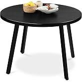 Best Choice Products Round Dining Table 35.5&rdquo;, Mid-Century Modern Kitchen Table for 2-4 People, Small Space Apartment Dinette, Wood Top W/Steel Legs - Black