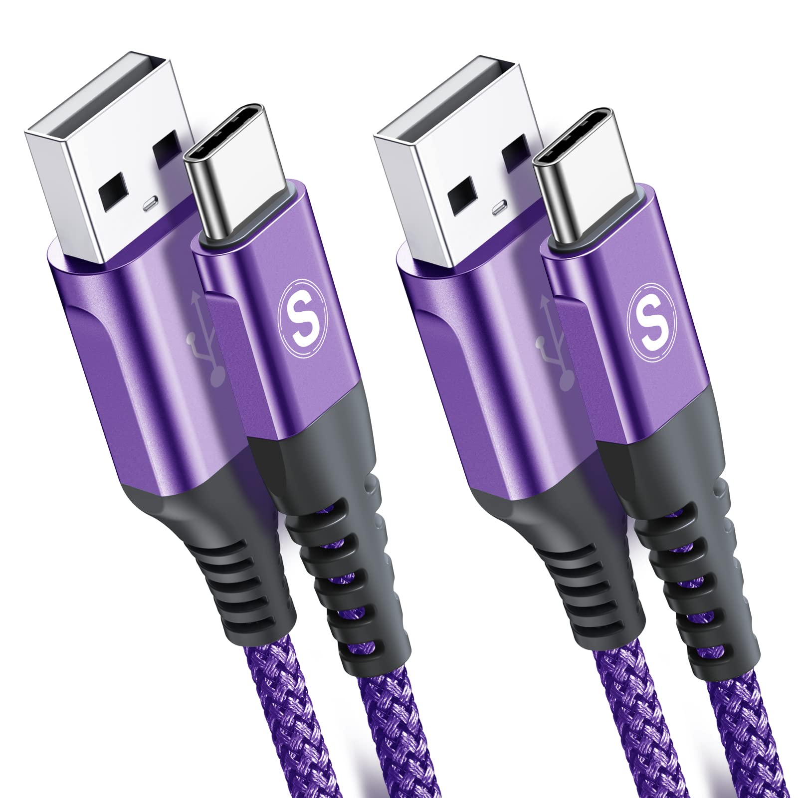 2-Pack 2M USB C Cable 3.1A Fast Car Charger Cable Compatible for iPhone 16 15 Plus Pro Max, Samsung Flip/Fold 7 6 5 4 3 S25 S24 S10 S20 S21 S22 S23 A16/15/14/13/12 A35/A34 A56/55/54, Pixel 9 8 7 6