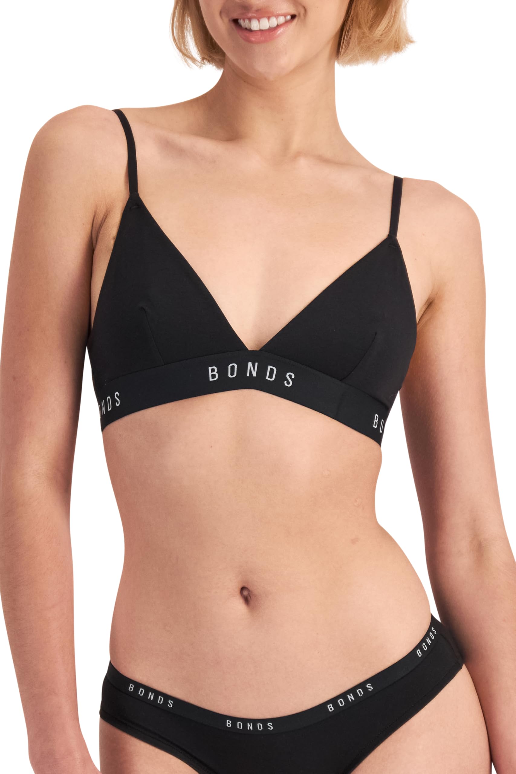 Photo 1 of Bonds Women's Bralette Bra, Luxe Originals Bralette, Cotton/Modal-Blend Stretchy, Adjustable Triangle Bra Black