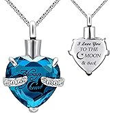 YOUFENG Urn Necklaces for Ashes Always in My Heart Heart Cremation Jewelry Memorial Pendant Birthstone Necklace