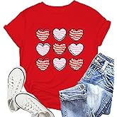 NEWKA Valentines Shirts for Women Funny Hearts T-Shirt Happy Valentine's Day Tee Tops