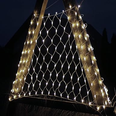 DecoKing 45206 200er LED-Lichternetz warmes Weiß statisch strombetrieben Lichterkette Lichtervorhang Innen und Außen