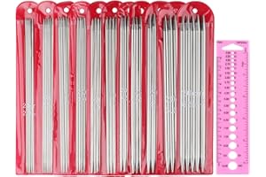 Coopay 55pcs DPN Knitting Needles Set with Knitting Needle Gauge, 2.0mm to 6.5mm, Short Double Pointed Knitting Needles Kit f