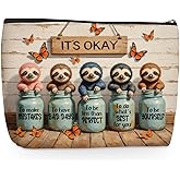 Cute Sloth Gifts for Women Cosmetic Bag, Watercolour Travel Organizer Zipper Pouch Inspirational Quote Makeup Bag Animal Lovers Gift for Women Girls Best Friend, Sloth Gifts