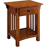 Leick Home 8222 Mission Impeccable End Table with Drawer, Made with Solid Wood, Side Table for Living Room, Bedroom, Medium O