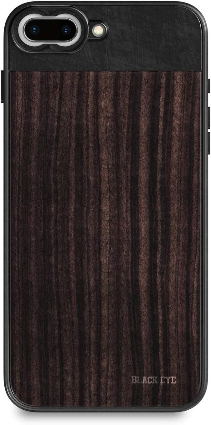[ iPhone 7+ & 8+ Case ] Black Eye Photo Lens Case in Sandal Wood - Slim Fit Protective Phone Case Includes Wrist Strap