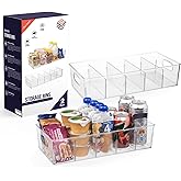 ClearSpace Plastic Pantry Organization and Storage Bins with Removable Dividers – XL Perfect Kitchen / Refrigerator/ Cabinet Organizers, 2 Pack