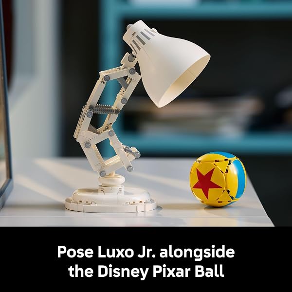 LEGO IDEAS DISNEY PIXAR LUXO JR. – ROOM DECOR AND BUILDING SET FOR ADULTS – OFFICE AND DESK DECOR FOR WOMEN AND MEN, AGES 18+ – BRICK-BUILT LAMP DIY KIT – COLLECTIBLE GIFT IDEA FOR MOVIE FANS – 21357