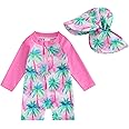 Aiwpstoin Infant Baby Boy Girl Swimsuit One Piece Long Sleeve Zipper Bathing Suit Toddler Rash Guard Kids Swimwear with Hat